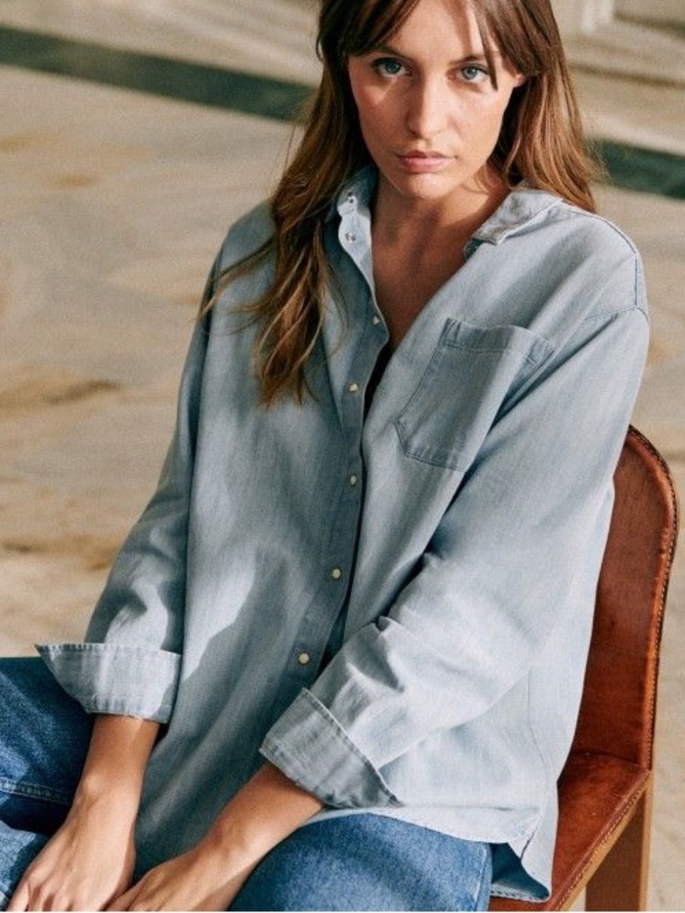 Sezane Max Shirt in Light Denim